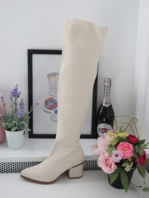 Kozaki damskie na obcasie (36-41) 168-372 BEIGE