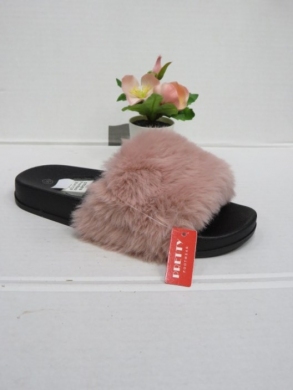 Klapki damskie z futerkiem (36-41) DT5-B18 PINK/BLACK
