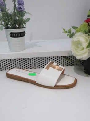 Klapki damskie na płaskim (36-41) F318 WHITE