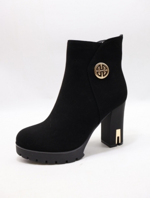 Botki damskie ocieplane na obcasie (36-41) 9656-GA BLACK