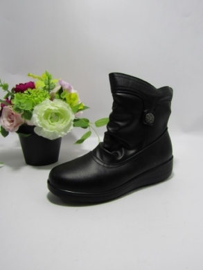 Botki damskie ocieplane na płaskim (37-42) 8809 BLACK