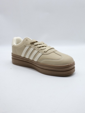 Buty sportowe damskie na płaskim (36-41) AD672 KHAKI/BEIGE