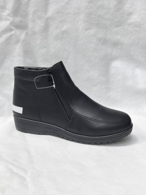 Botki damskie ocieplane na płaskim (37-42) 301-PU-1 BLACK