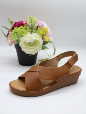 Sandały damskie na koturnie (36-41) 4019 BROWN