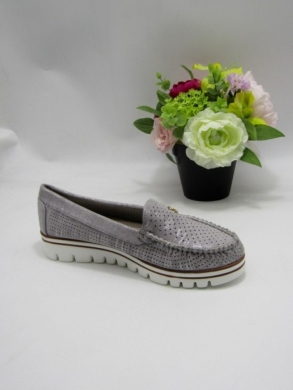 Mokasyny damskie na płaskim (36-41) AXHX-52 GREY/SILVER