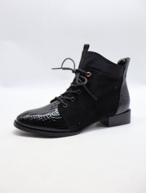 Botki damskie ocieplane na płaskim (36-43) H2185 BLACK