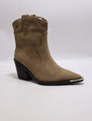 Botki damskie ocieplane na obcasie (36-41) 6397 KHAKI-SKO