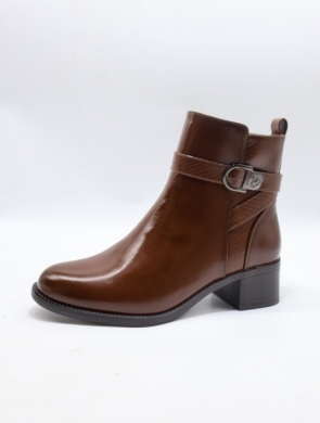 Botki damskie ocieplane na obcasie (36-41) 6511 BROWN