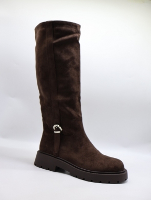 Kozaki damskie na płaskim (36-41) 2509A BROWN