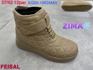 Botki damskie ocieplane na płaskim (37-42) XQ25-10KHAKI