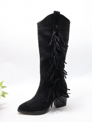 Kozaki damskie na obcasie (36-41) 68346 BLACK