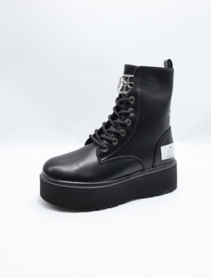 Botki damskie ocieplane na płaskim (36-41) 6087 BLACK