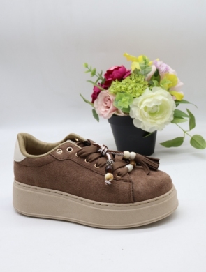 Buty sportowe damskie na płaskim (36-41) EV-512 BROWN