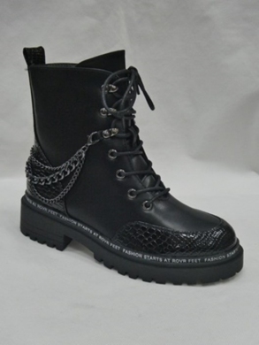 Botki damskie ocieplane na płaskim (36-41) H2181 BLACK
