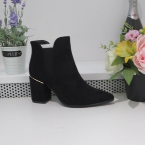 Botki damskie ocieplane na obcasie (36-41) 5628 BLACK