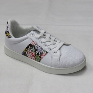 Buty sportowe damskie na płaskim (36-41) DS99-F WHITE/FLOWE