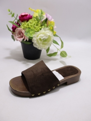 Klapki damskie na płaskim (36-41) 77-657 BROWN