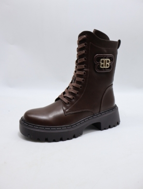 Botki damskie ocieplane na płaskim (36-41) QH7735 BROWN