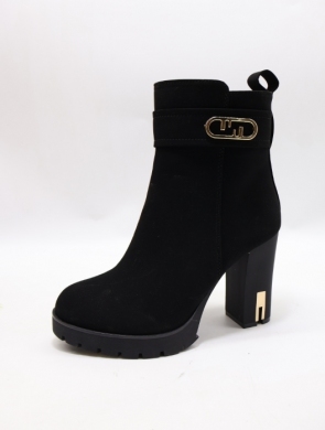 Botki damskie ocieplane na obcasie (36-41) 9635-GA BLACK