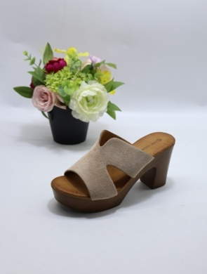 Klapki damskie na obcasie (36-41) YQ83 KHAKI