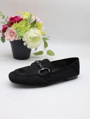 Mokasyny damskie na płaskim (36-41) 68-363 BLACK