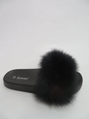 Klapki damskie z futerkiem (36-41) WB01 BLACK