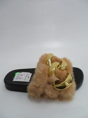 Klapki damskie z futerkiem (36-41) AFF-006 KHAKI