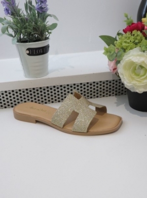 Klapki damskie na płaskim (36-41) ACCA GOLD NATURAL SKORA