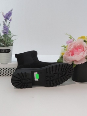 Botki damskie ocieplane na płaskim (36-41) RXJ218 BLACK