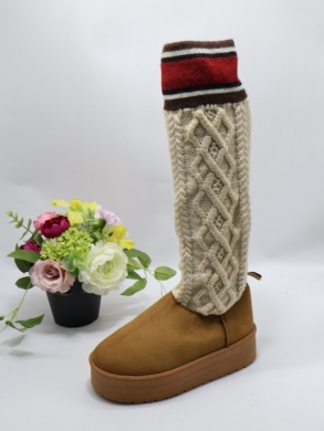 Kozaki damskie na płaskim (36-41) 6469 CAMEL