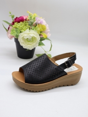Sandały damskie na koturnie (36-41) K55 BLACK