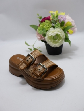 Klapki damskie na płaskim (36-41) BE-628 CAMEL