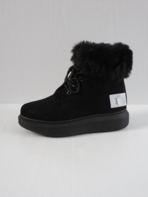 Botki damskie ocieplane na płaskim (36-41) W060 BLACK