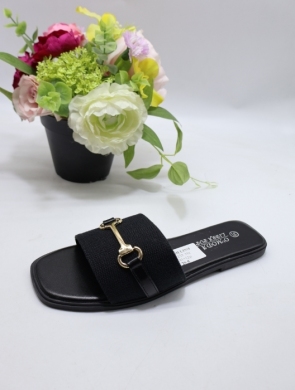 Klapki damskie na płaskim (36-41) L66-253 BLACK