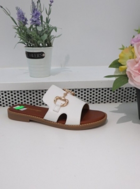 Klapki damskie na płaskim (36-41) 25062-15 WHITE