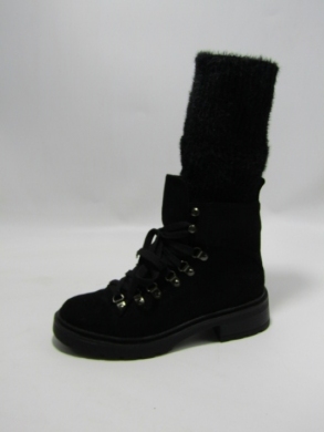 Botki damskie ocieplane na płaskim (36-41) 9579-1 BLACK