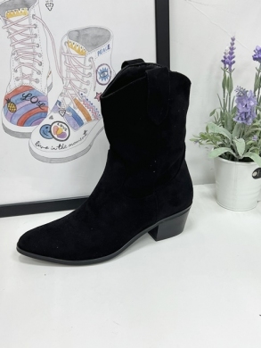 Kozaki damskie ocieplane na obcasie (36-41) 8619 BLACK