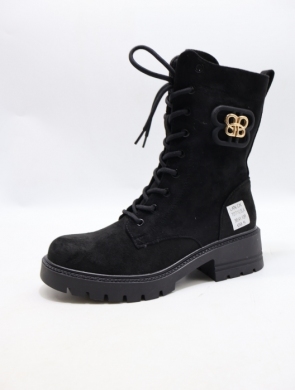 Botki damskie ocieplane na obcasie (36-41) 7017-10 BLACK