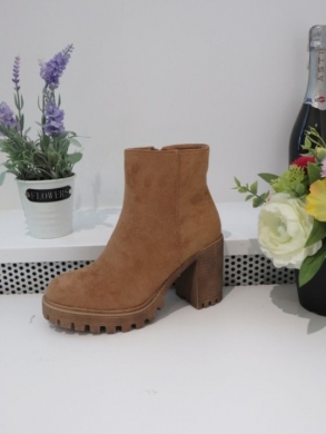 Botki damskie ocieplane na obcasie (36-41) 5787 CAMEL