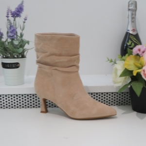 Botki damskie na szpilce (36-41) 9512A BEIGE
