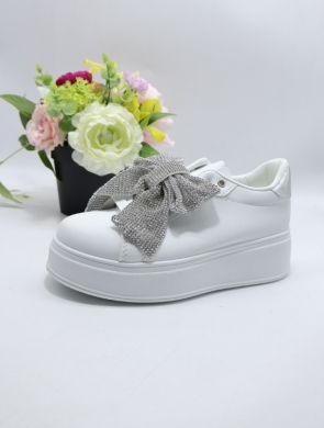 Buty sportowe damskie na płaskim (36-41) 6011 WH/SILVER