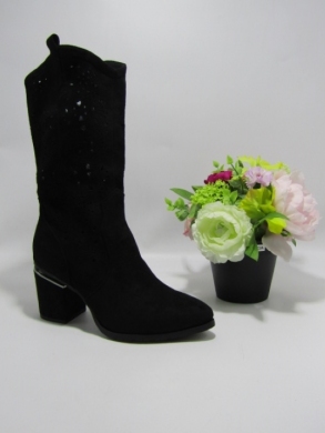 Kozaki damskie na obcasie (36-41) H2428-1 BLACK