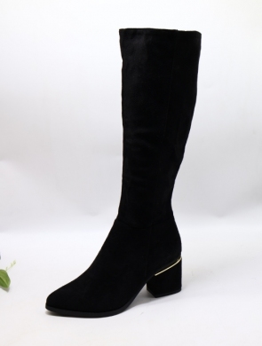 Kozaki damskie ocieplane na obcasie (36-41) 00-6 BLACK
