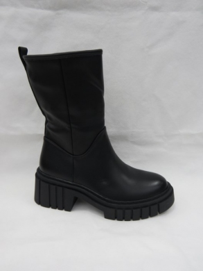 Kozaki damskie ocieplane na płaskim (36-41) 8595 BLACK/BEIGE