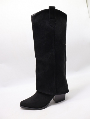 Kozaki damskie ocieplane na obcasie (36-41) WZ-82 BLACK