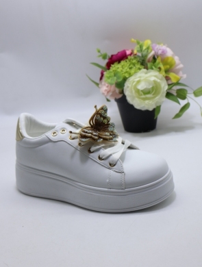 Buty sportowe damskie na płaskim (36-41) WW-235 WH/GOLD