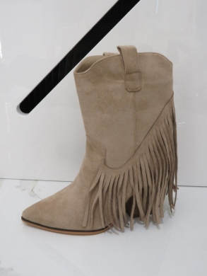 Kozaki damskie na obcasie (36-41) 8639A KHAKI