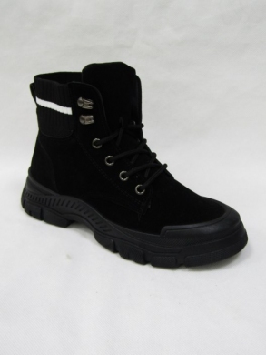 Botki damskie ocieplane na płaskim (36-41) NB570 BLACK