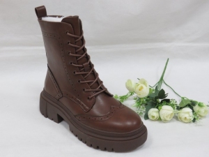 Botki damskie ocieplane na koturnie (36-41) JJ12 BROWN