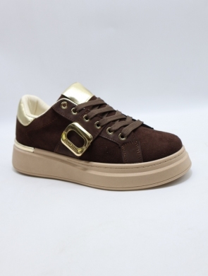 Buty sportowe damskie na płaskim (36-41) GB016 BROWN